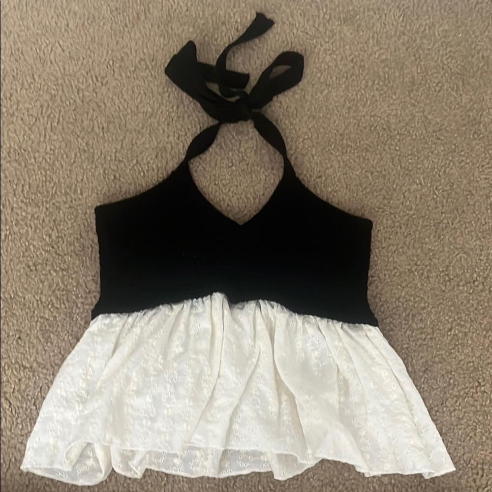 Black and White Halter Top